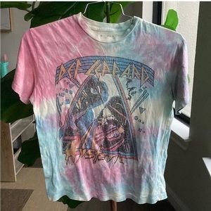 Def Leppard tie dye rock band t-shirt